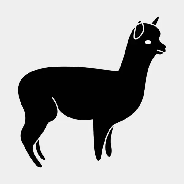 Beyaz arka planı olan siyah bir lama silueti. vektör illüstrasyonu.