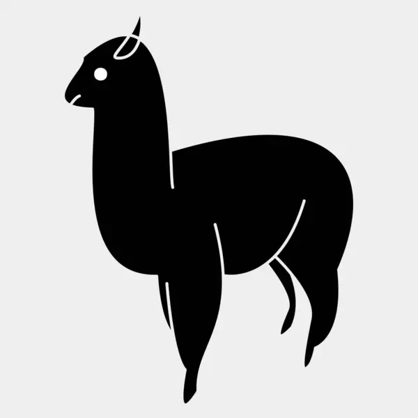 Alpaka silueti. lama vektörü