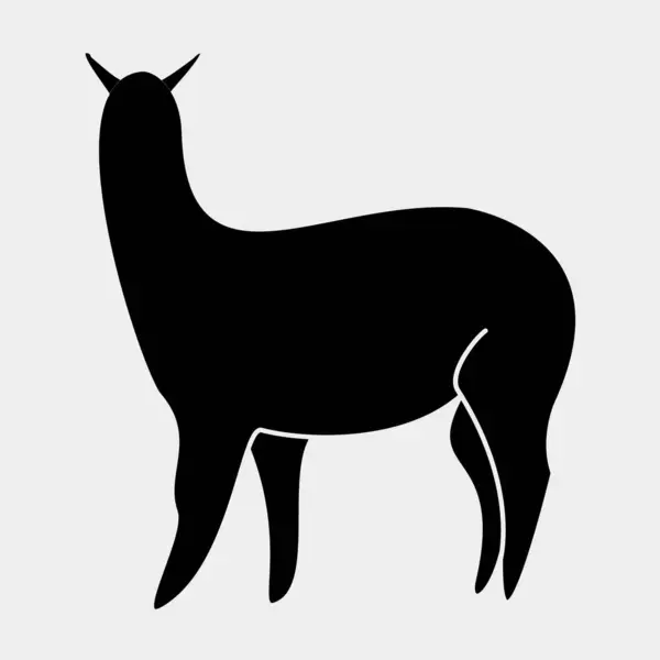 Siyah alpaka silueti. lama vektörü