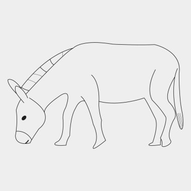 vektör, çizgi film hayvanı, beyaz arka planda eşek, at