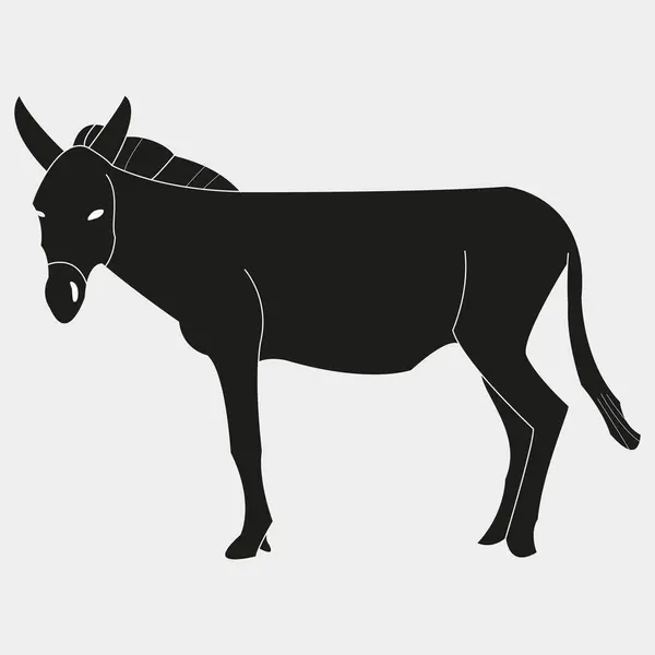 Eşek silueti. Eşek vektörünün siyah çizimi, illüstrasyon