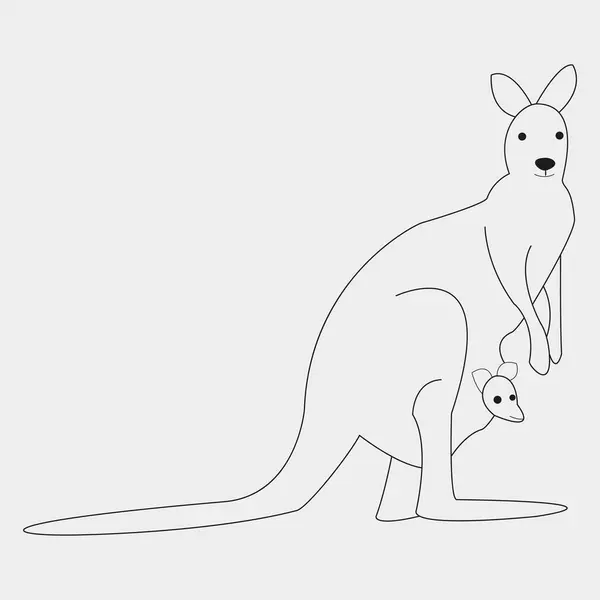 Kangurulu karikatür kangurusunun vektör çizimi