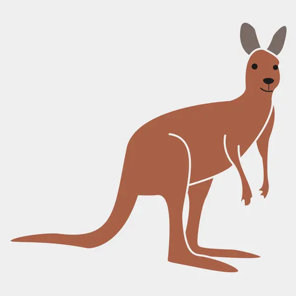 Kanguru düz stil ikon vektör illüstrasyonu, hayvan vahşi yaşam doğa.