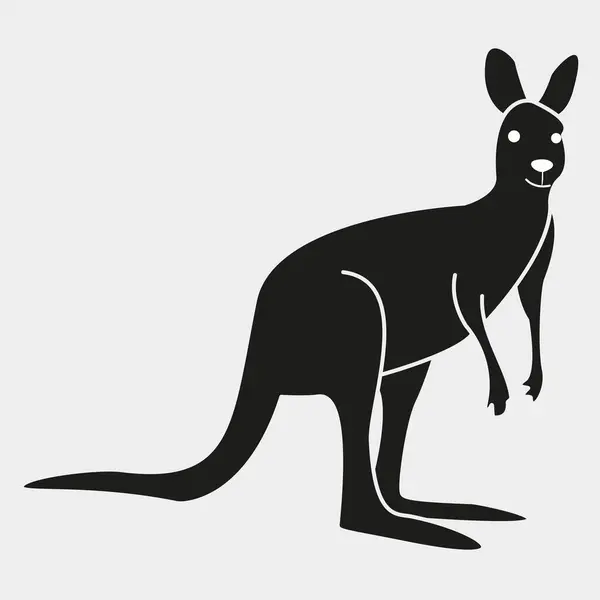 Kanguru ikonu. Siyah siluet. Avustralya kangurusu.