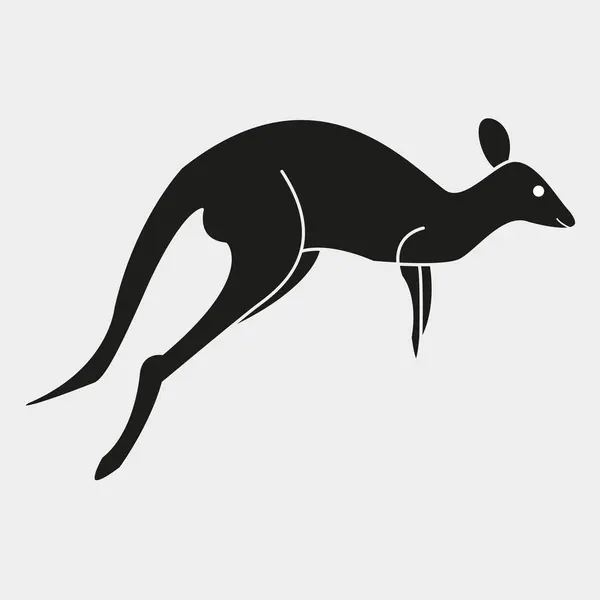 Kanguru ikonu. Beyaz arkaplanda izole edilmiş kanguru hayvan sembolü vektör çizimi