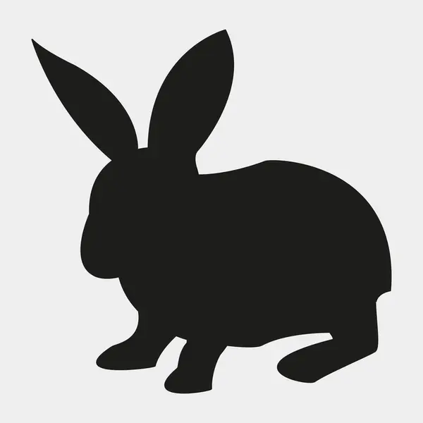 Siyah renkli tavşan ikonu. Tavşan ve tavşan sembolünün vektör çizimi
