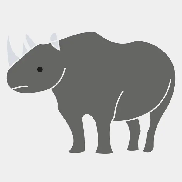 Açık kanatlı düz renkli çizgi film gergedanları