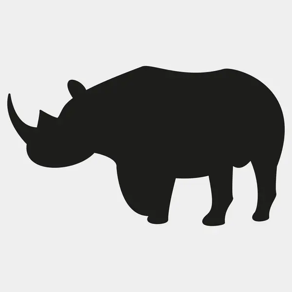 Beyaz arka planda izole edilmiş siyah gergedan silueti. vektör illüstrasyonu