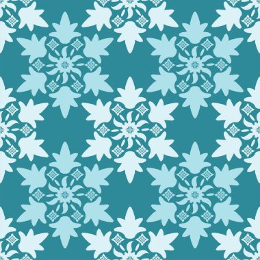 Mavi kar taneleri motif vektörü duvar kağıdı ve fayans için pürüzsüz desen