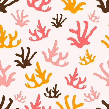 Duvar kağıdı ve tekstil için deniz mercanı renksiz desen