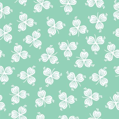 Nane yeşili ve beyaz renkli botanik desensiz tekstil