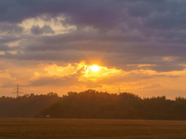Kırsalda gün batımında tarlalarda