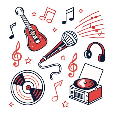 Renkli Müzik Basit Simgeleri Enstrümanları Ayarları