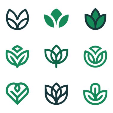  Modern Vektör Biçimi Eşsiz Şeklinde Siluet Yaprak simgeleri logosu
