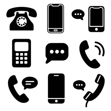 Mobil İletişim ve İletişim Simgeleri Telefon Simgeleri Tanımlama Kümesi