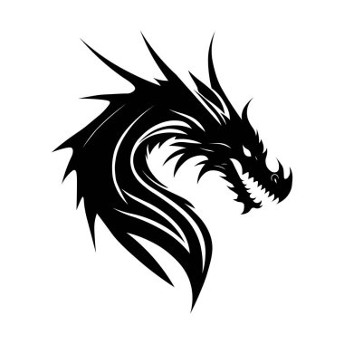 Beyaz Arkaplanda Siyah Ejder Logo Vektörü
