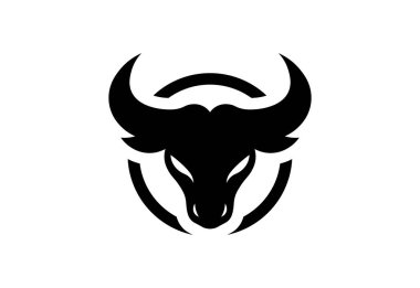 Siyah Kalın Boğa Silueti Beyaz Arkaplanda Daire Logosu