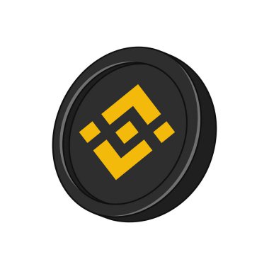 Siyah Binance BNB düz renk tasarımlı bozuk para illüstrasyonu