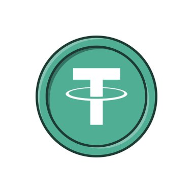Düz renk tasarımında basit USDT bağlayıcı vektör çizimi.