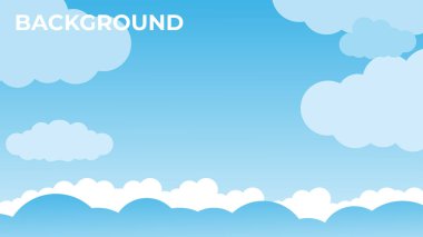 Minimalist Mavi Gökyüzü ve Bulut Vektörü Arkaplanı