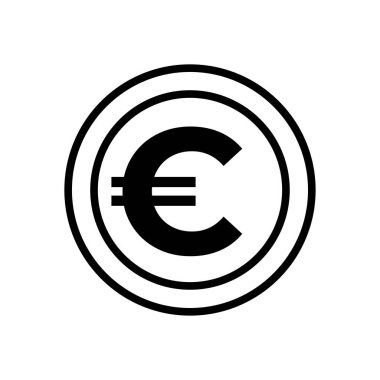 Siyah ve Beyaz Euro Sikke Simgesi Vektör Tasarımı