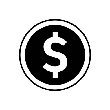 Tek Renkli Siyah ve Beyaz Dolar Para Simgesi