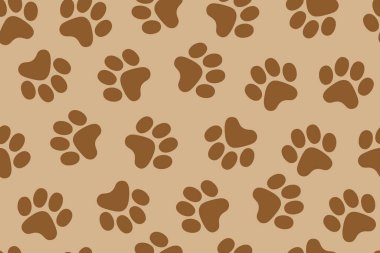 Bej Arkaplanda Kahverengi Pençe İzleri Kusursuz Vektör Deseni