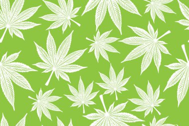 Beyaz Esrar Parlak Yeşil Arkaplanda Kusursuz Vektör Deseni Bırakıyor