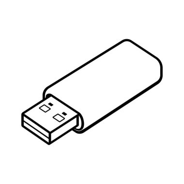 siyah flaş disk, usb flash disk ana hatları, vektör tasarımı