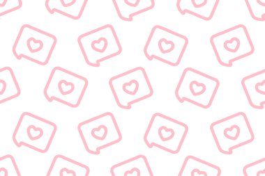 Pembe Konuşma Kabarcıklarının Kusursuz Şablonu Beyaz Arkaplanda Kalplerle