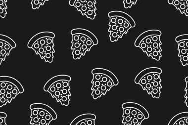 Siyah Arkaplanda Beyaz Özet Pizza Dilimlenmemiş Desen