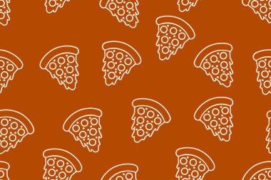 Kahverengi Arkaplanda Beyaz Özet Pizza Dilimsiz Desen