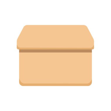 Basit kapalı ahşap kutu, düz vektör çizimi