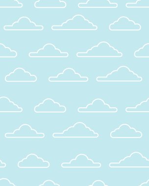 Açık Mavi Üzerine Beyaz Çizginin Kusursuz Vektör Deseni