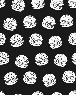 Siyah arka planda katı beyaz hamburger.