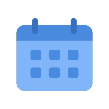 Minimalist düz mavi takvim vektörü, planlayıcı, zamanlama veya olay anımsatıcı UI ve bilgi ögeleri için mükemmeldir.