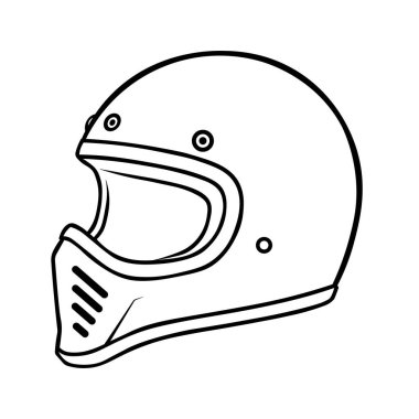 Klasik tam yüz motosiklet miğferi çizimi. Retro ve özel bisiklet tasarımları için ideal..