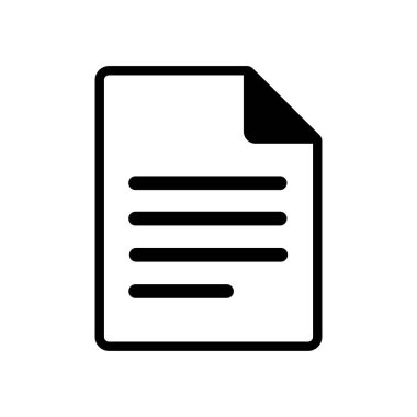 Metin satırlı minimalist siyah ana hatlı belge veya dosya simgesi, dijital içerik, ofis veya bilgiyle ilgili temalar için mükemmel.