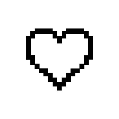 Minimalist 8-bit piksel kalp hatları, dolgu yok, retro biçim simgesi oyunlar için mükemmel, UI elemanları, piksel sanatı, veya dijital tasarım