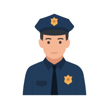 Dost canlısı bir erkek polis memuru, tasarım, üniforma ve şapka giyiyor. Güvenlik, kamu hizmeti veya profesyonel profiller için ideal.