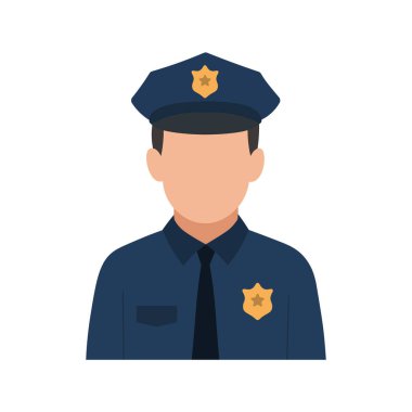 Üniforması ve şapkası olan yüzü olmayan bir erkek polis memuru avatarı. Güvenlik, kamu hizmeti veya isimsiz profiller için ideal.