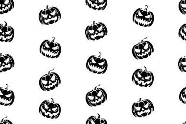 Beyaz arka planda siyah balkabağı fener siluetleri kusursuz bir cadılar bayramı şablonu oluşturur. Gösterişli tasarımlar için ideal.