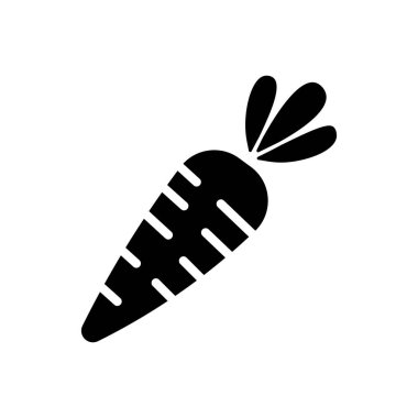 Sağlıklı beslenme, vejetaryenlik ve taze üretimi temsil eden, tek bir havuç dolu minimalist simge..