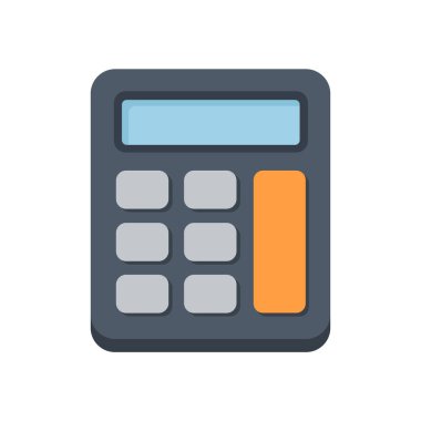 Hesap makinesinin düz tasarım vektörü. İş, finans ve matematiksel kavramlar için mükemmel. Beyaz bir arkaplanda izole edilmiş.