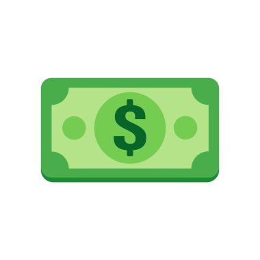 Bir doların düz tasarım vektör illüstrasyonu. Finans, iş ve para birimi ile ilgili kavramlar için idealdir. Beyaz bir arkaplanda izole edilmiş.