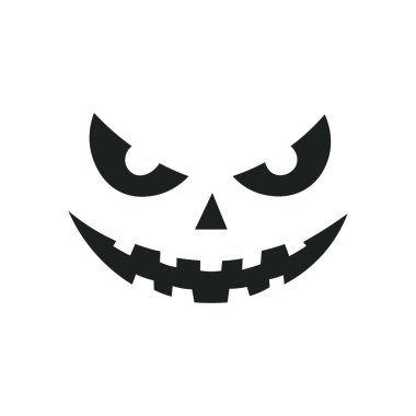 Korkunç bir Cadılar Bayramı gülümsemesinin vektör çizimi. Ürkütücü, şenlikli ve balkabağıyla ilgili tasarımlar için mükemmel. Beyaz bir arkaplanda izole edilmiş.