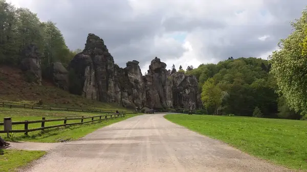 Exterstein 'in güzel manzarası, Teutoburg Ormanı, Almanya