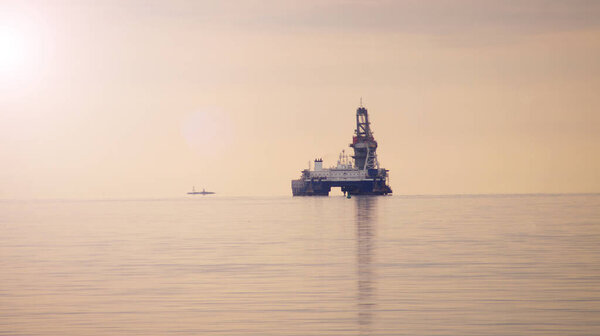 Sea oil rig .Caspian sea. High quality photo