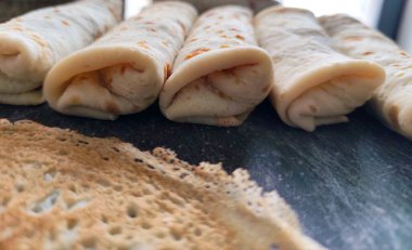 İçi et dolu krepler. Yüksek kalite fotoğraf