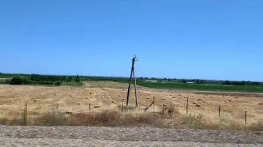 Hareket halindeki araba penceresinden tarlalar